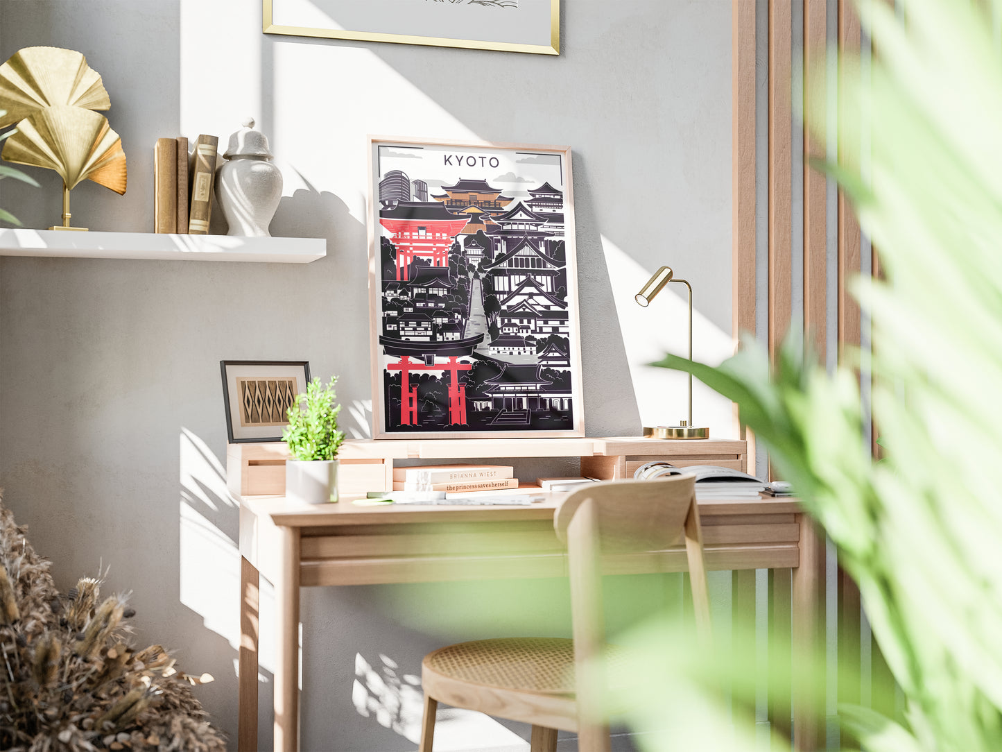 "Kyoto Japan travel poster – minimalist modern city wall art, instant digital download for home decor"
