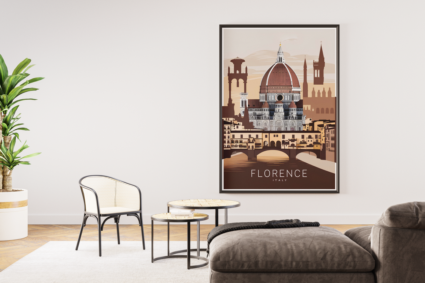 Florence Italy printable wall art – vintage landmarks digital travel poster