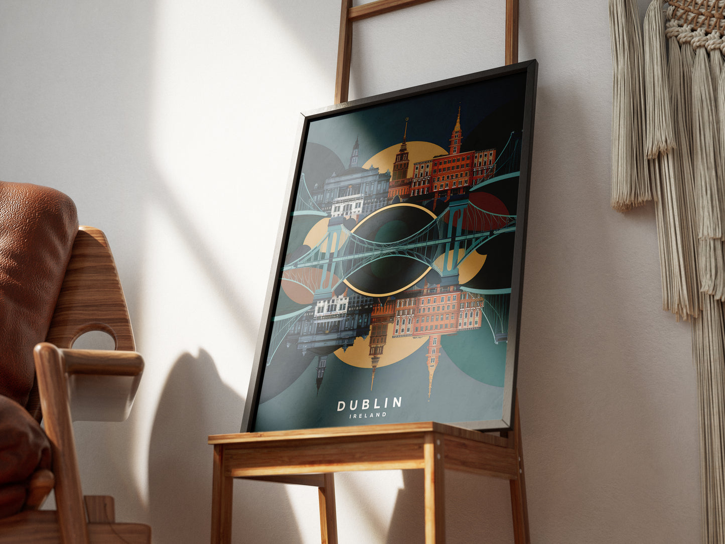 "Modern cityscape of Dublin featuring Samuel Beckett Bridge – digital wall art download"