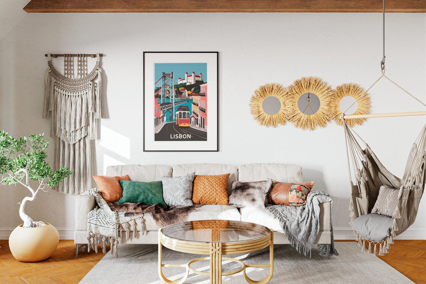 Lisbon tram vintage wall art – digital download of iconic Portuguese cityscape