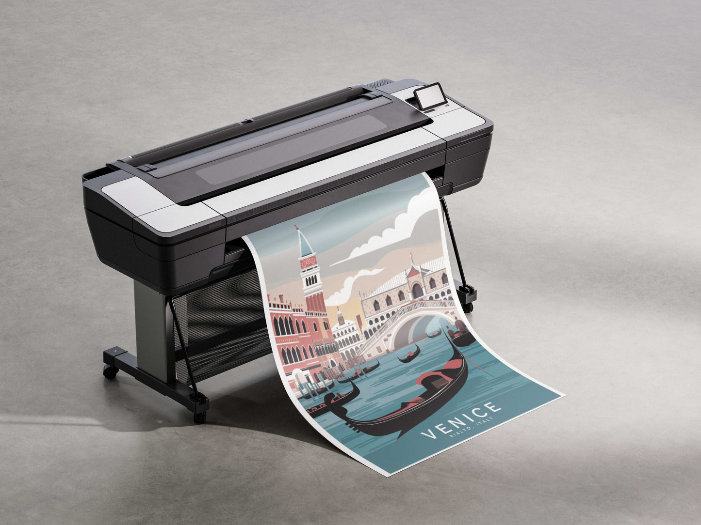 Venice Rialto Bridge wall art – gondola travel scene printable retro poster