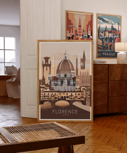 Florence Italy printable wall art – vintage landmarks digital travel poster



