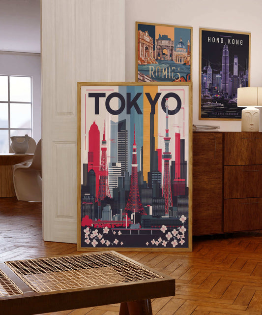 Tokyo skyline printable wall art – modern cityscape travel decor poster


