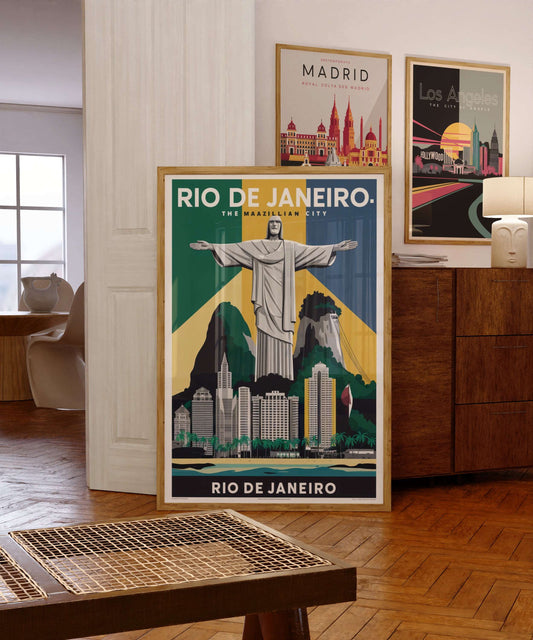 Rio de Janeiro skyline poster – modern Brazil travel wall art digital file


