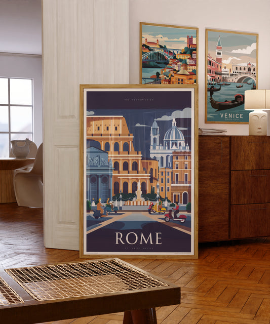 Rome city modern travel poster – downloadable printable wall décor artwork
