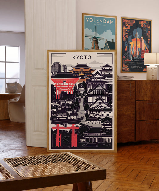 "Kyoto Japan travel poster – minimalist modern city wall art, instant digital download for home decor"

