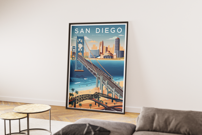 "Vibrant cityscape and modern landmarks of San Diego – digital travel wall art download"