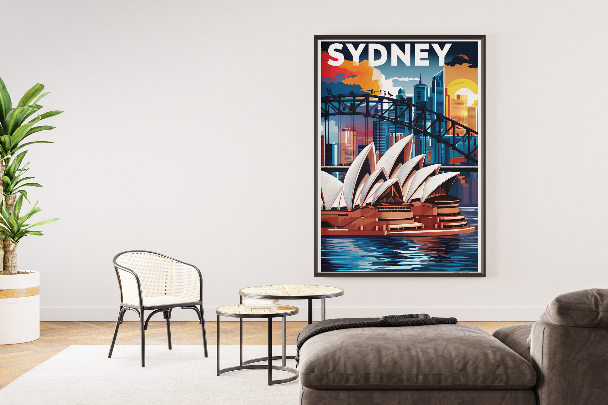 Sydney Opera House and Harbour Bridge – iconic Australia travel wall poster


