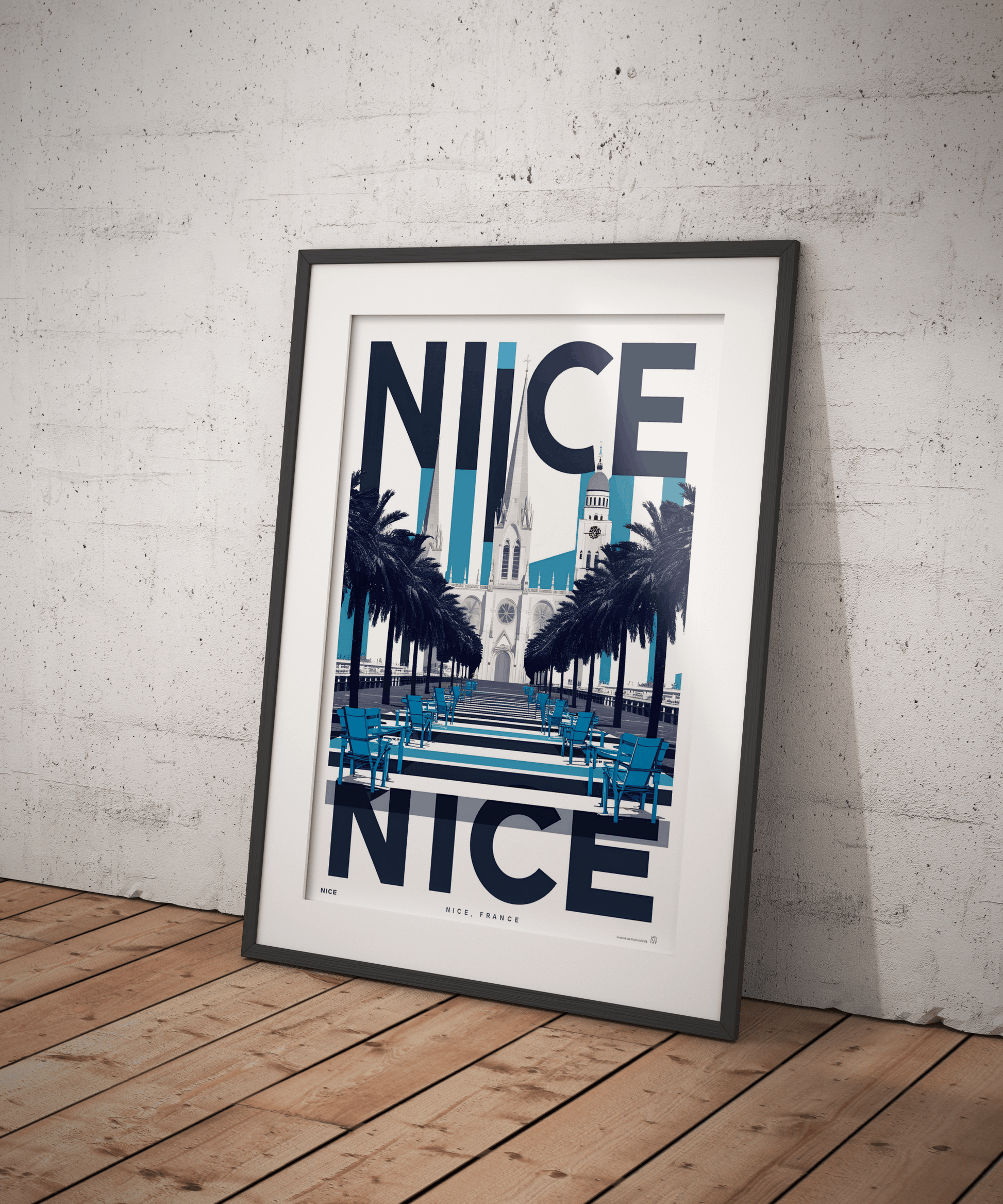 Nice France travel wall art – promenade and basilica modern digital print


