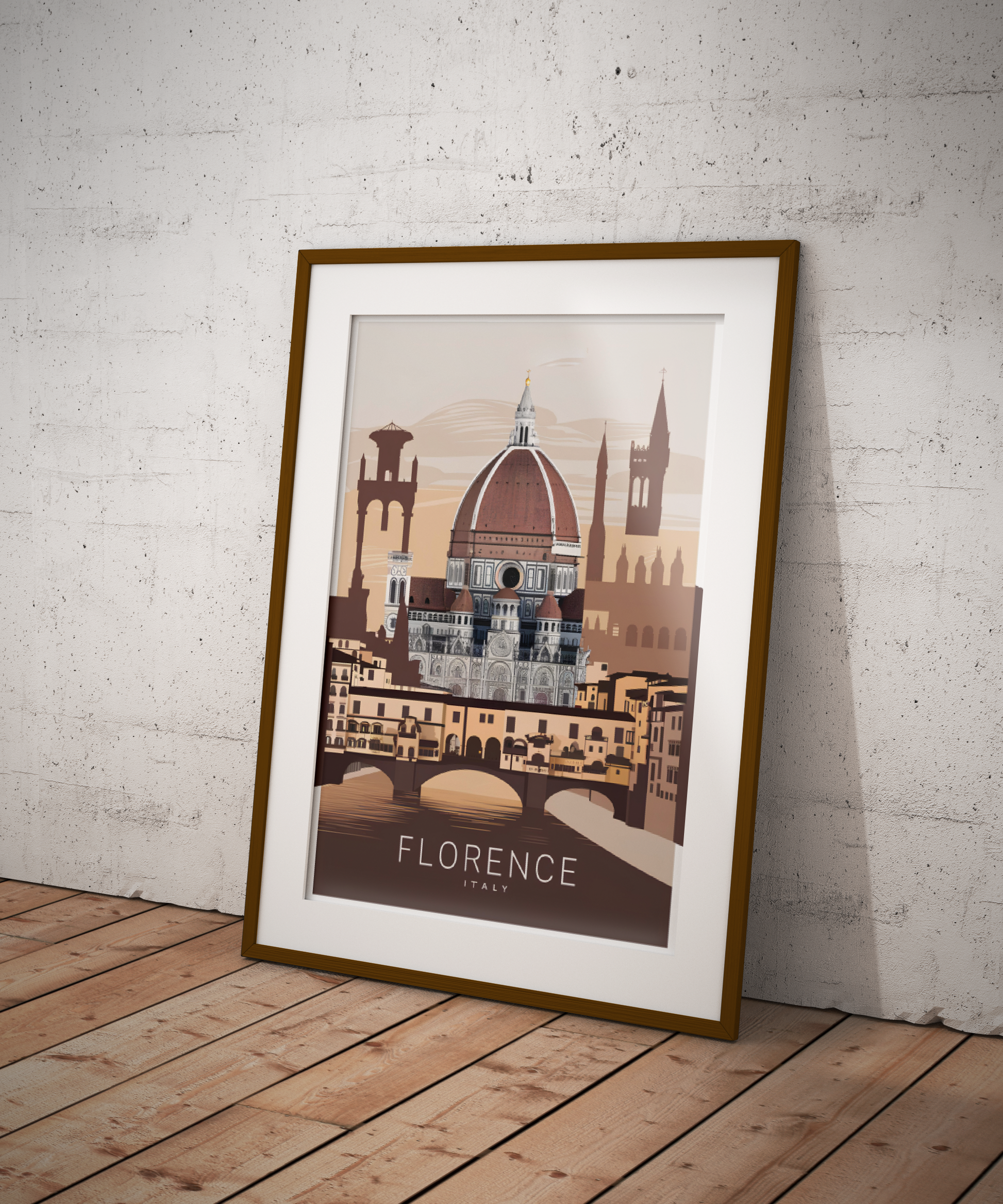 Florence Italy printable wall art – vintage landmarks digital travel poster


