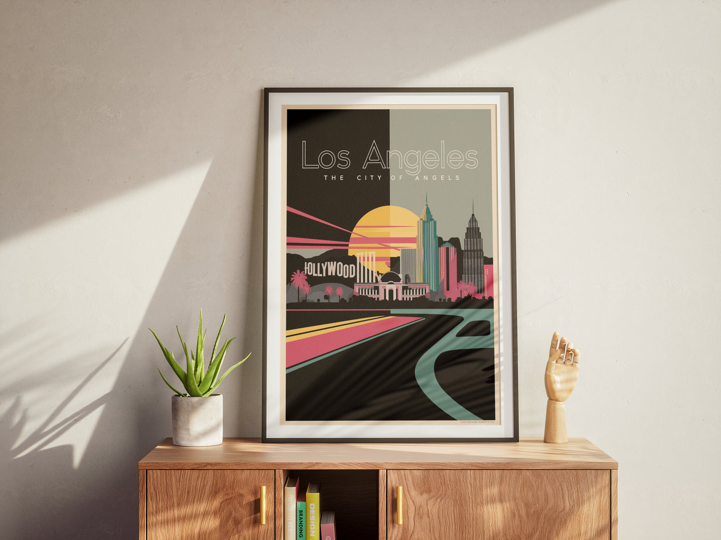 "Vibrant modern cityscape of Los Angeles – digital urban wall art poster download"