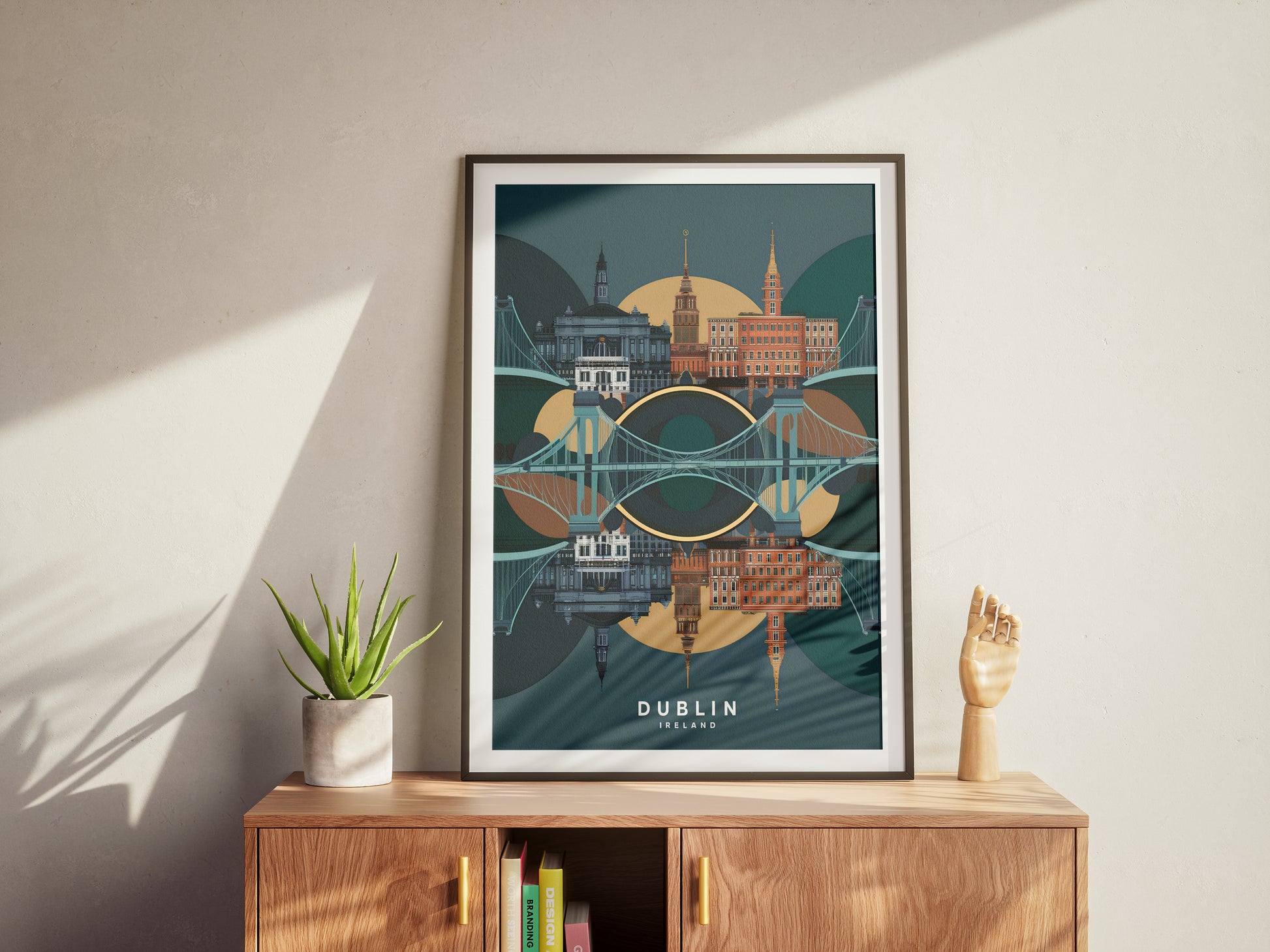 "Modern cityscape of Dublin featuring Samuel Beckett Bridge – digital wall art download"