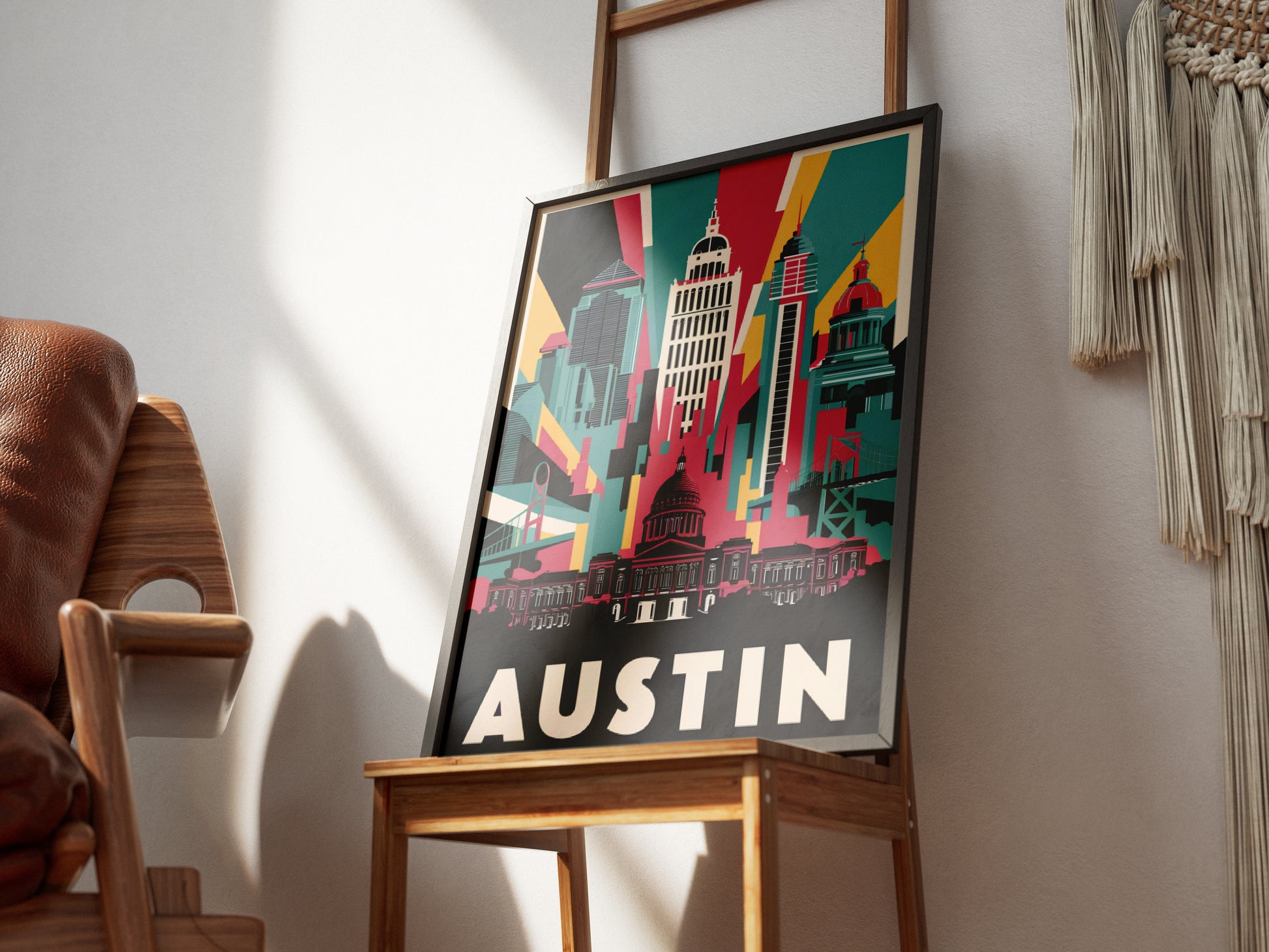 "Vibrant Austin, Texas skyline cityscape – digital wall art poster download"