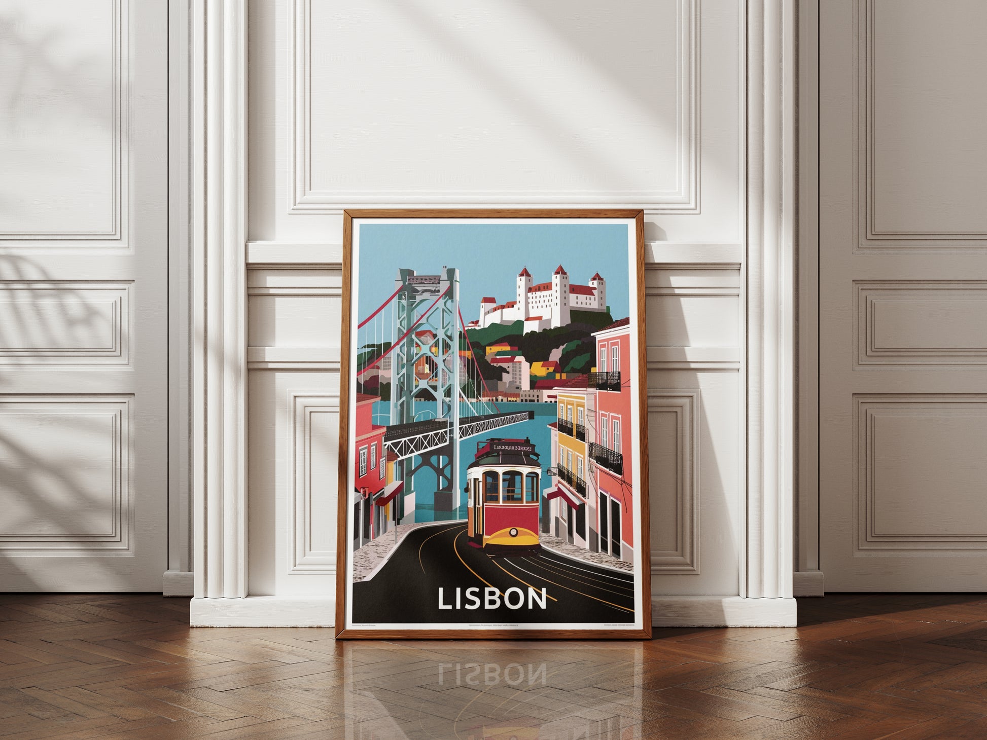 Lisbon tram vintage wall art – digital download of iconic Portuguese cityscape
