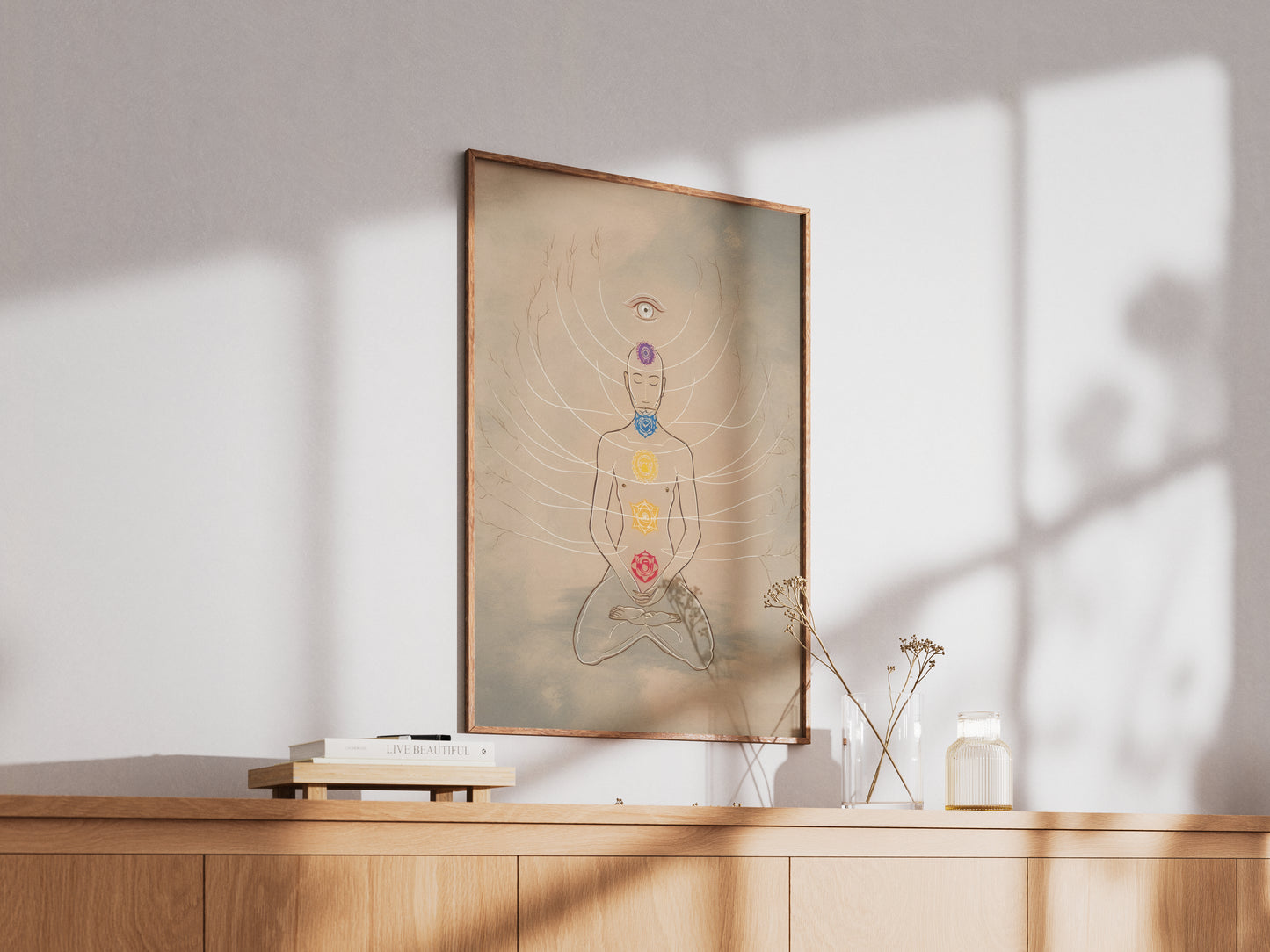 Chakra-Meditationsposter – Spirituelle Wandkunst für Achtsamkeit & Heilung (Digitale PDF-Datei zum Herunterladen)