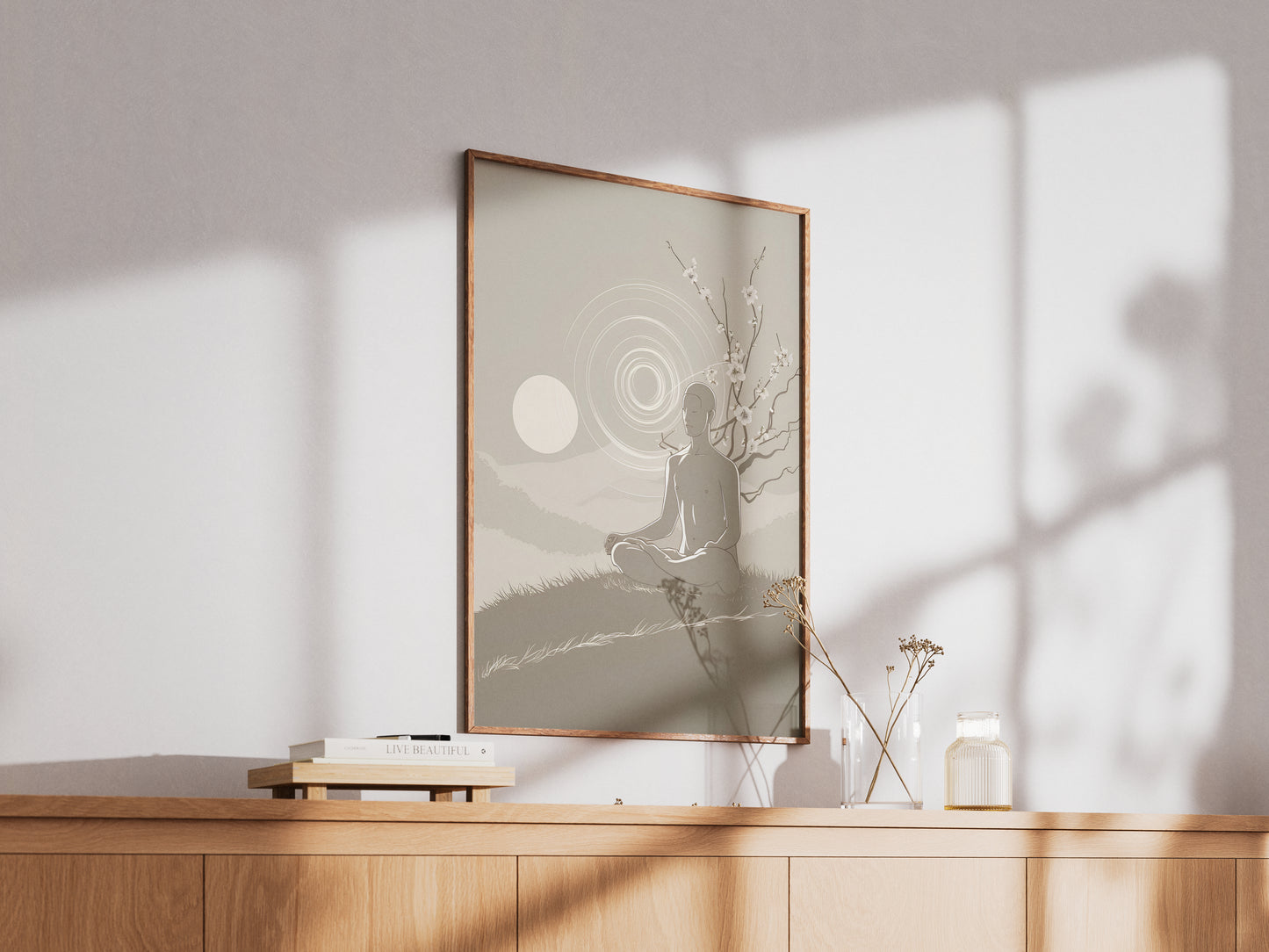 "Minimalist nature-inspired Zen meditation wall art – digital poster for calm and serene home decor"

