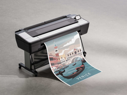 Venice Rialto Bridge wall art – gondola travel scene printable retro poster


