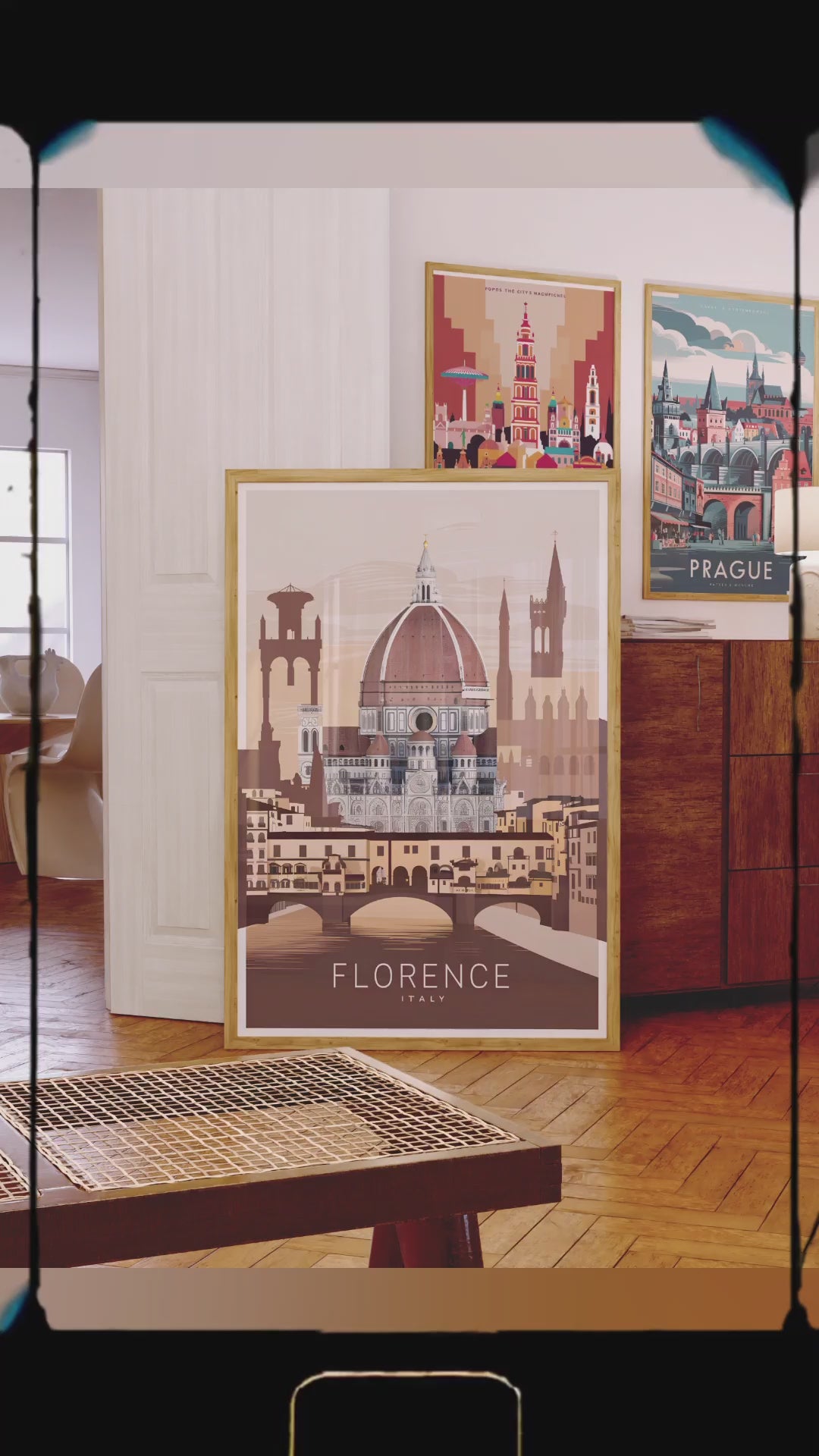 Florence Italy printable wall art – vintage landmarks digital travel poster


